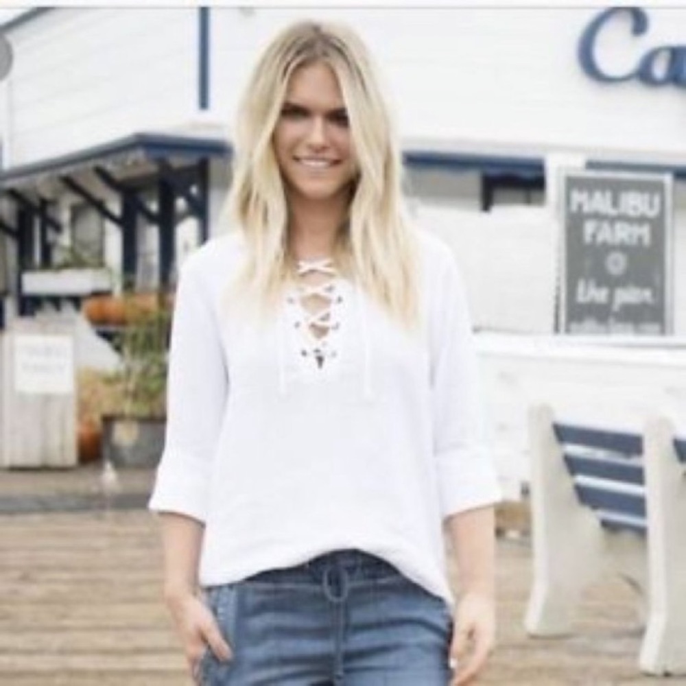 ANTHROPOLOGIE CLOTH & STONE Lace Up Shirt—SZ. M